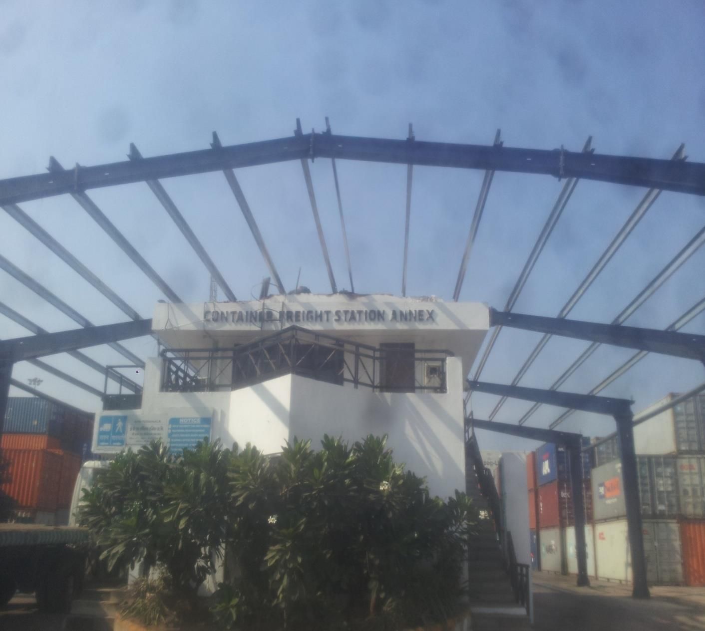 Structural steel frame erected for an industrial gate shed